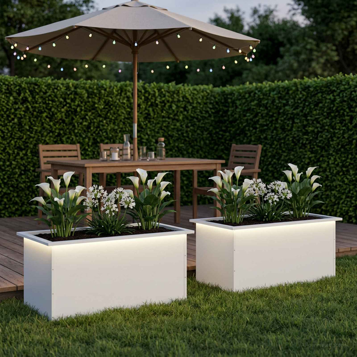 Plantenbak met led 2 st Wit 50 x 80 x 48 cm Staal is nu te koop bij PeponiXL, paradijselijk wonen!