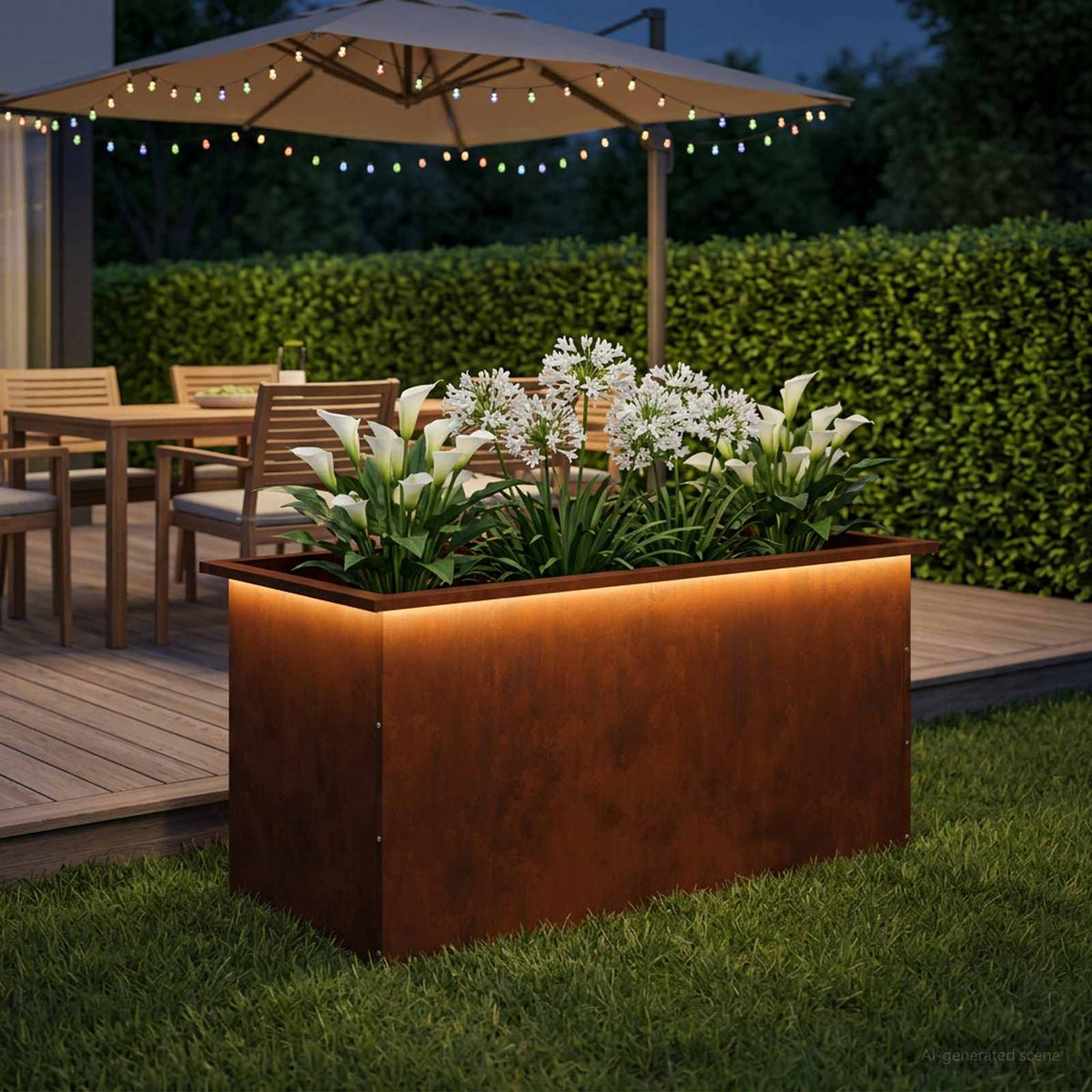 Plantenbak met led Roestkleurig 50 x 100 x 48 cm weervast staal is nu te koop bij PeponiXL, paradijselijk wonen!
