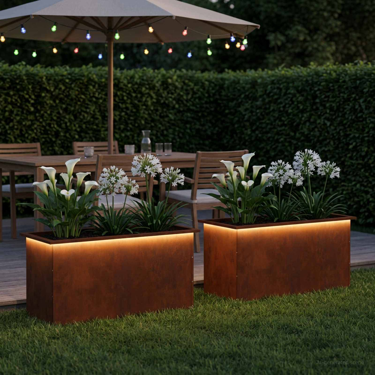 Plantenbak met led 2 st Roestkleurig 50 x 100 x 48 cm is nu te koop bij PeponiXL, paradijselijk wonen!