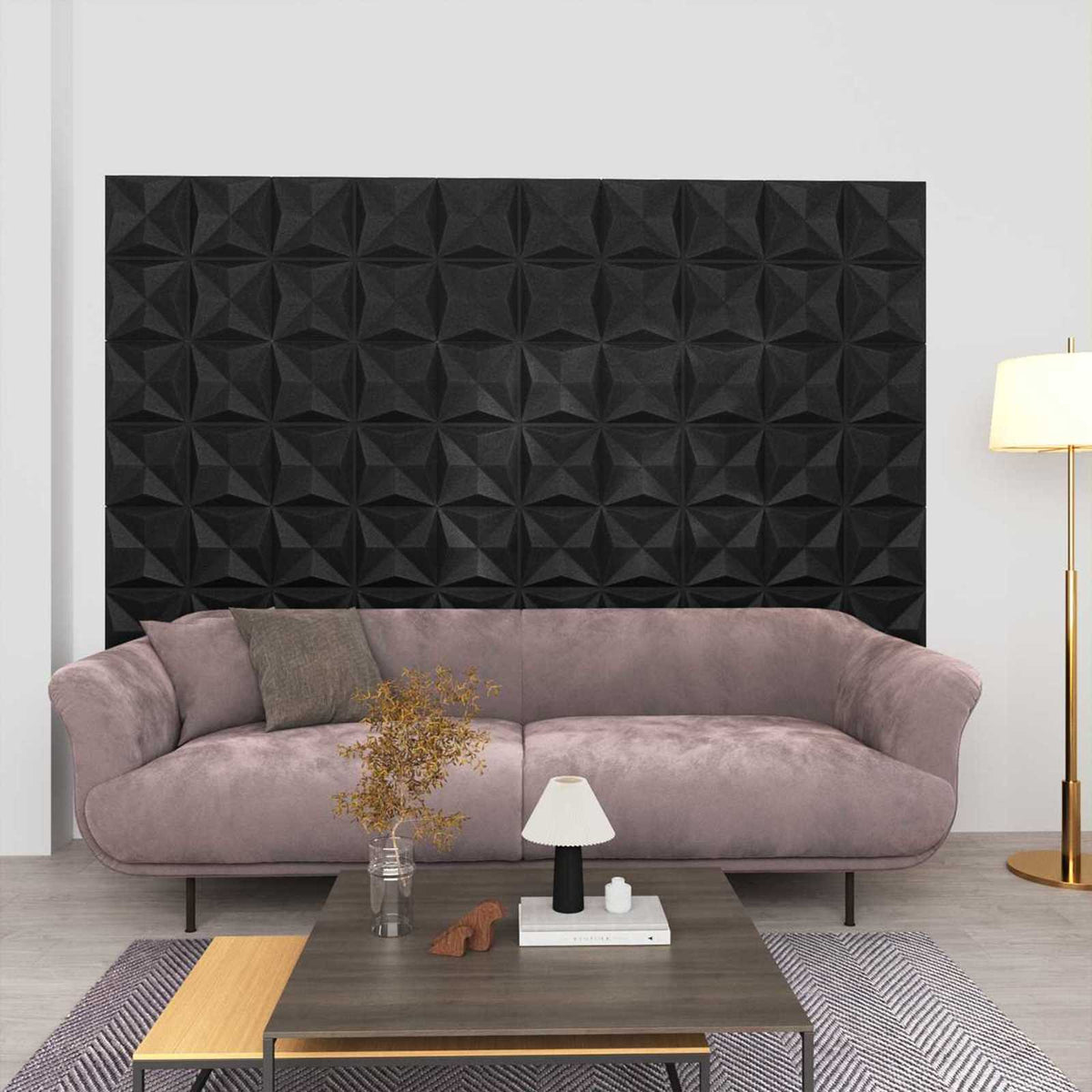 Wandpanelen 12 pcs Origami Zwart 50 x 50 cm XPS Schuim is nu te koop bij PeponiXL, paradijselijk wonen!