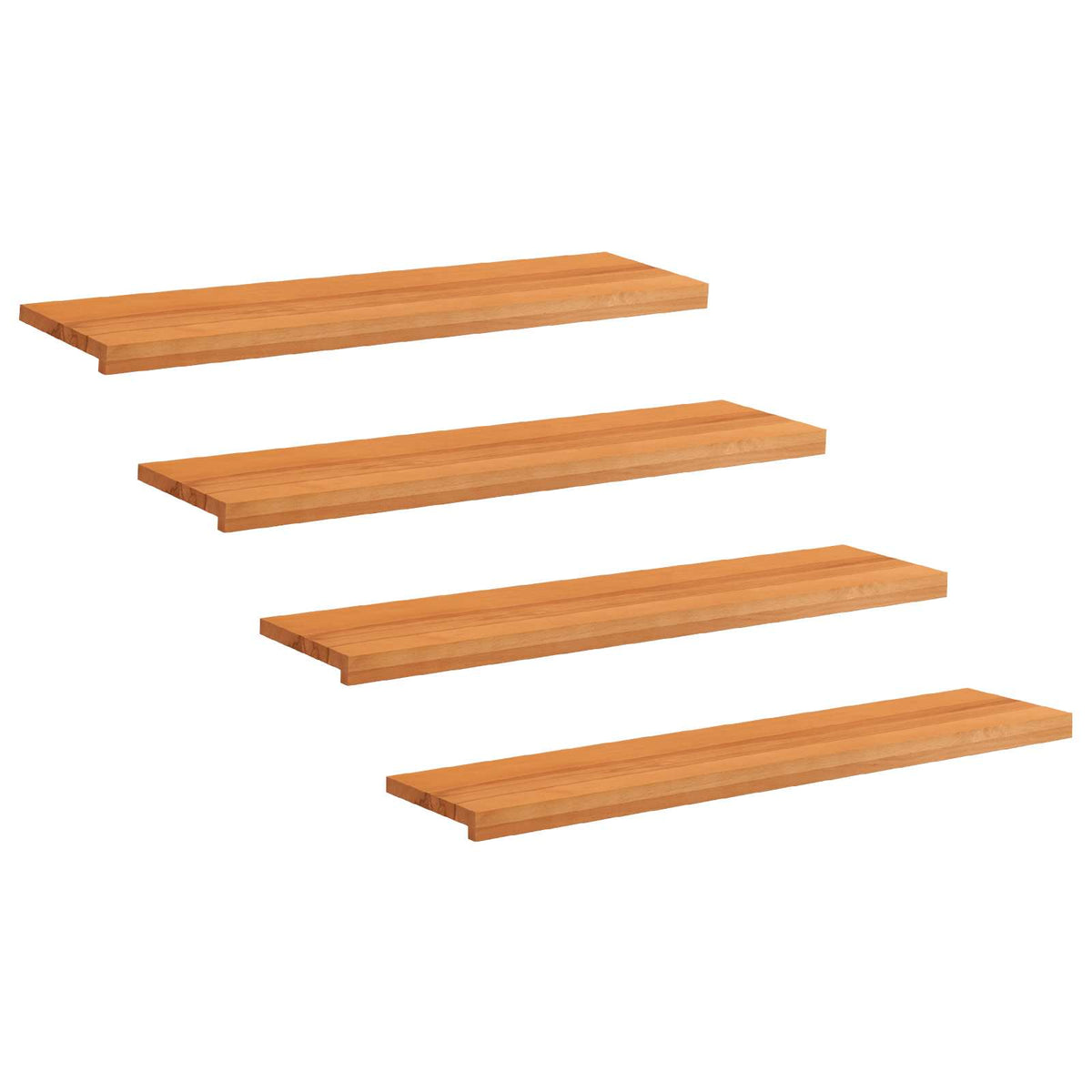 vidaXL Trapmatten 4 st Licht Bruin 110 x 25 x 2 cm Massief beukenhout