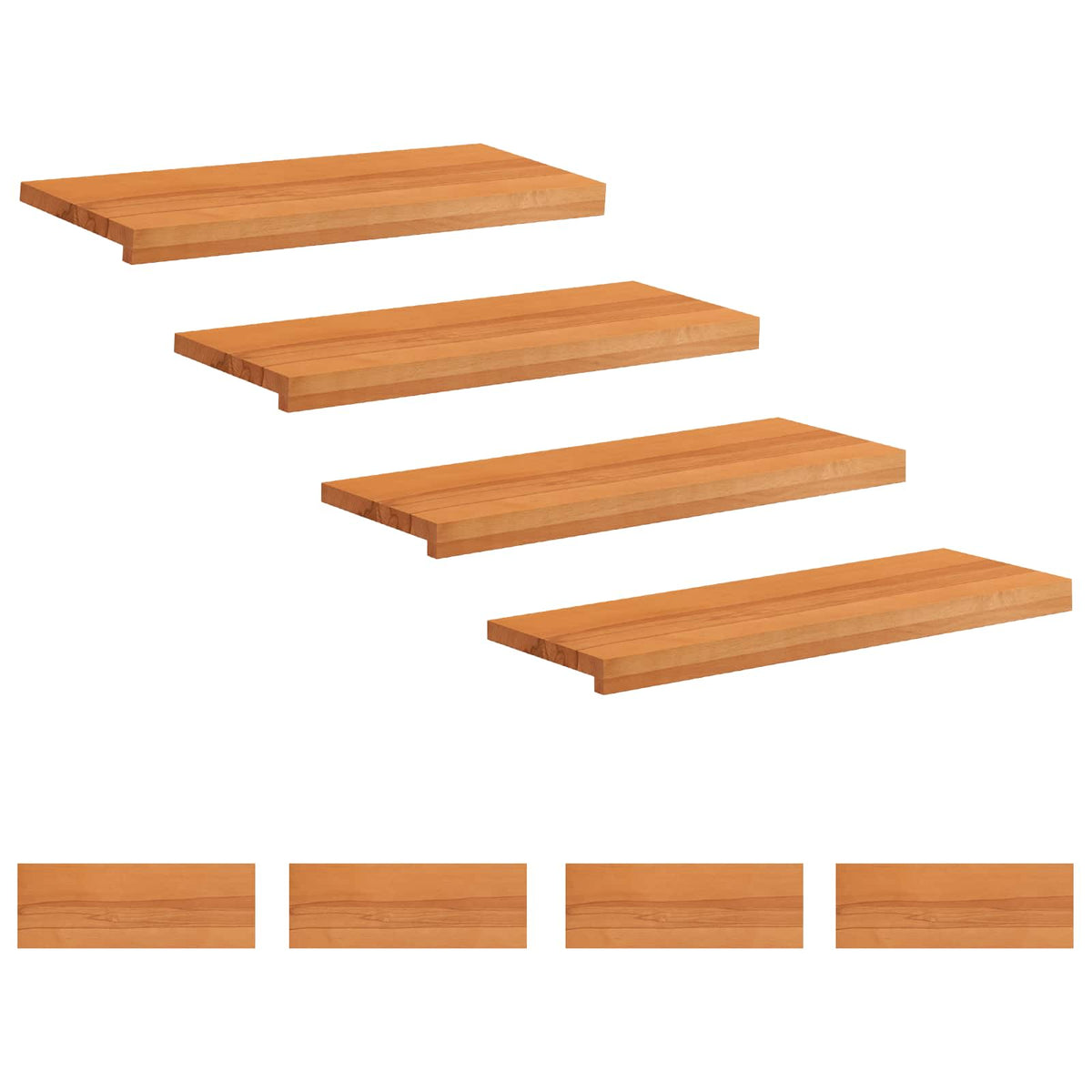 vidaXL Trapmatten 8 st Licht Bruin 80 x 30 x 2 cm Massief beukenhout