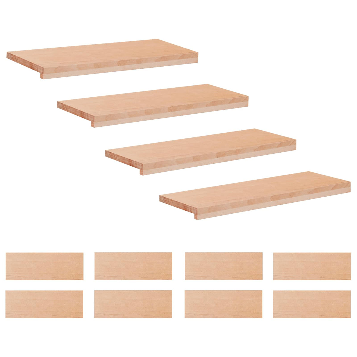 Trapmatten 12 st Naturel 80 x 30 x 2 cm Massief beukenhout is nu te koop bij PeponiXL, paradijselijk wonen!