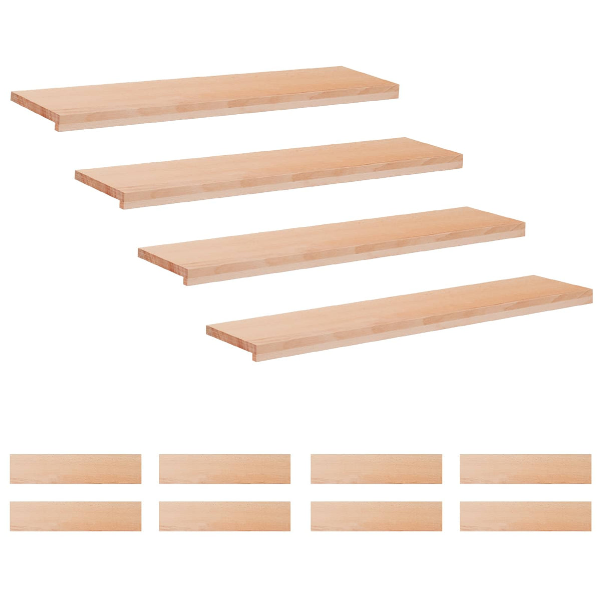vidaXL Trapmatten 12 st Naturel 120 x 30 x 2 cm Massief beukenhout