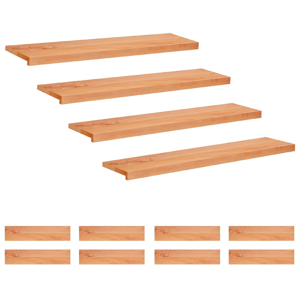 vidaXL Trapmatten 12 st Lak 110 x 25 x 2 cm Massief beukenhout