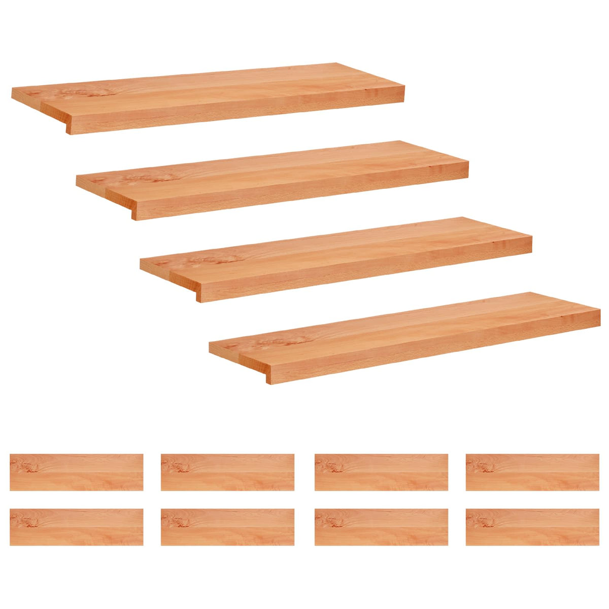 vidaXL Trapmatten 12 st Lak 90 x 30 x 2 cm Massief beukenhout