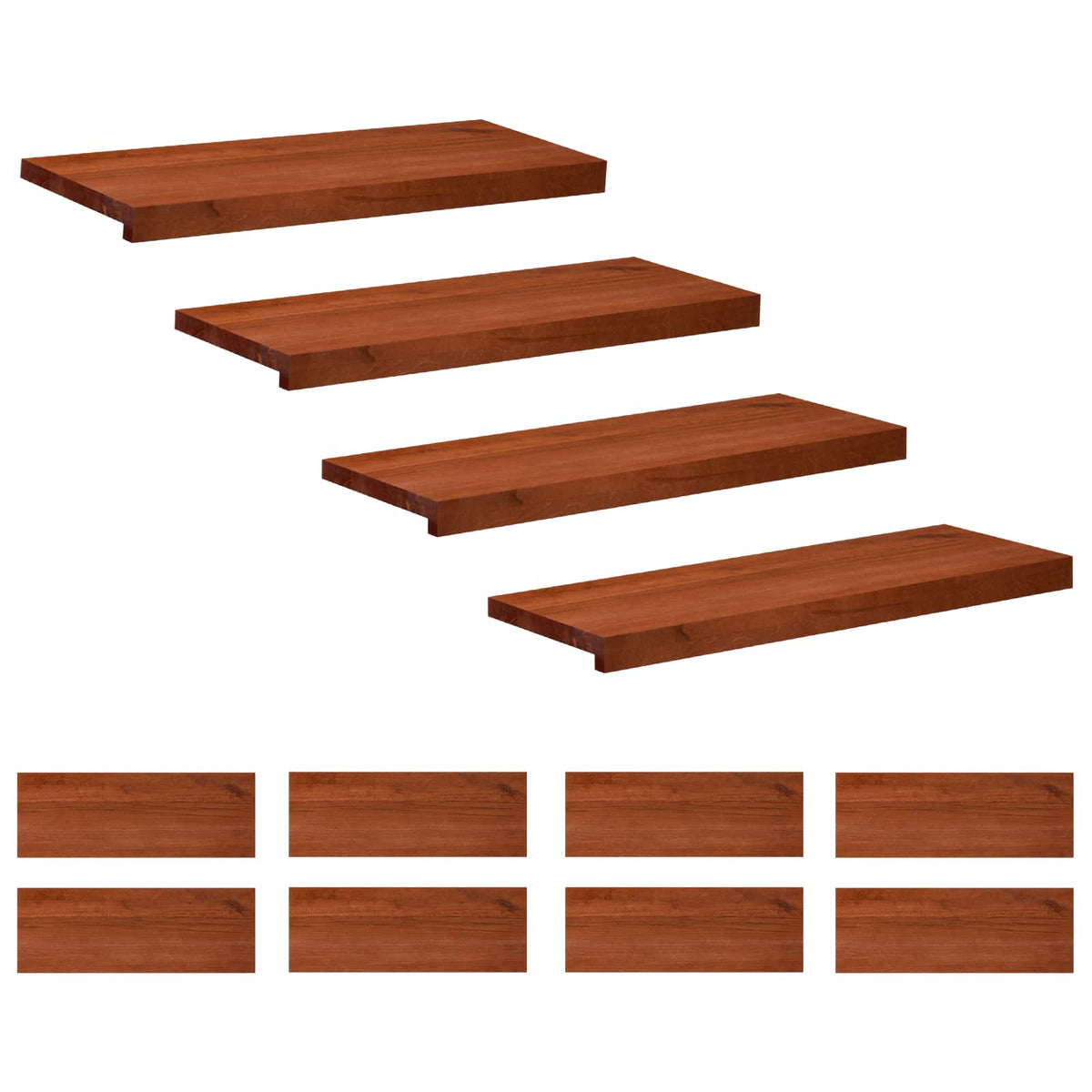 vidaXL Trapmatten 12 st Bruin 70 x 25 x 2 cm Massief beukenhout