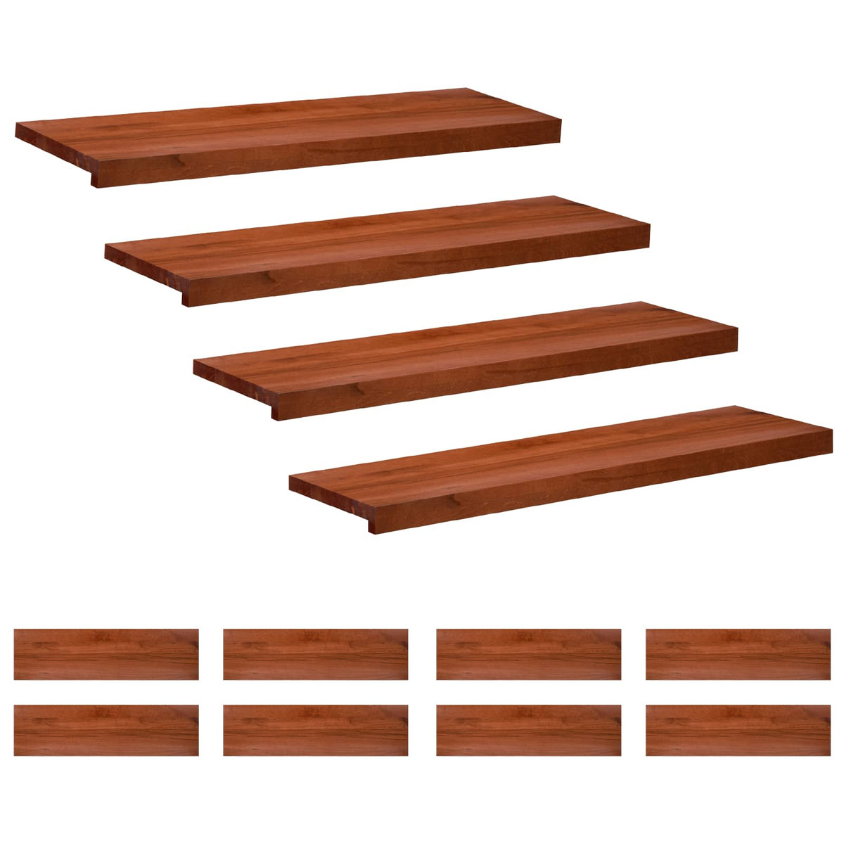 vidaXL Traplopers 12 st 90 x 25 x 2 cm Bruin Massief beukenhout