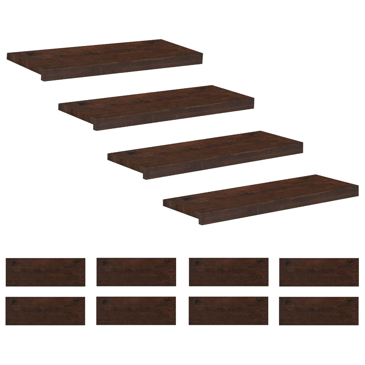 Traplopers 12 st 80 x 25 x 2 cm Donkerbruin Massief beukenhout is nu te koop bij PeponiXL, paradijselijk wonen!