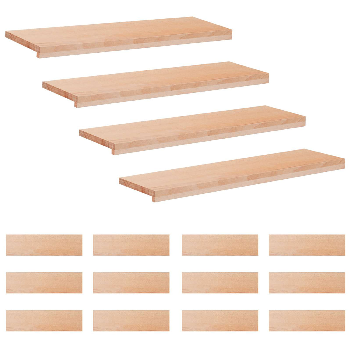 vidaXL Trapmatten 16 st Naturel 100 x 25 x 2 cm Massief beukenhout