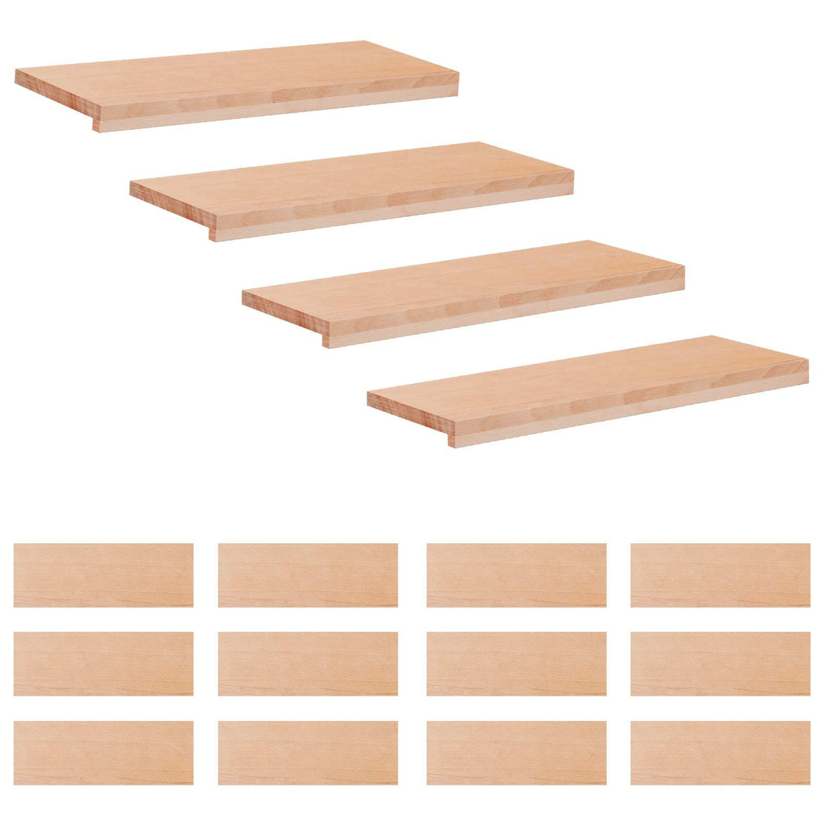 vidaXL Trapmatten 16 st Naturel 80 x 30 x 2 cm Massief beukenhout