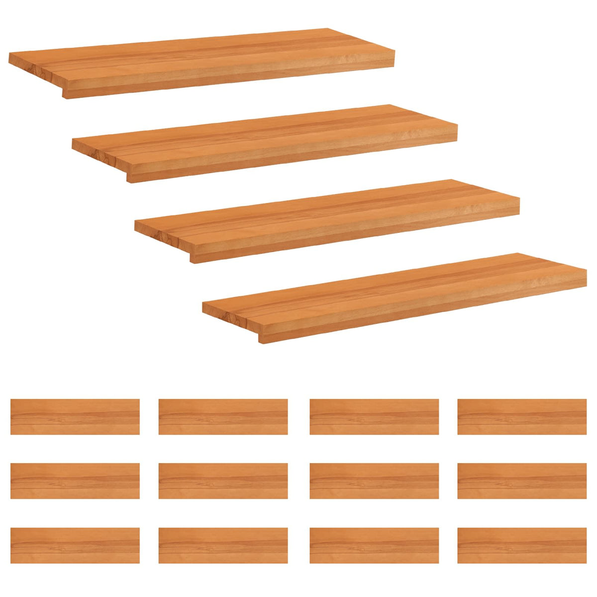 Trapmatten 16 st Licht Bruin 100 x 25 x 2 cm Massief beukenhout is nu te koop bij PeponiXL, paradijselijk wonen!