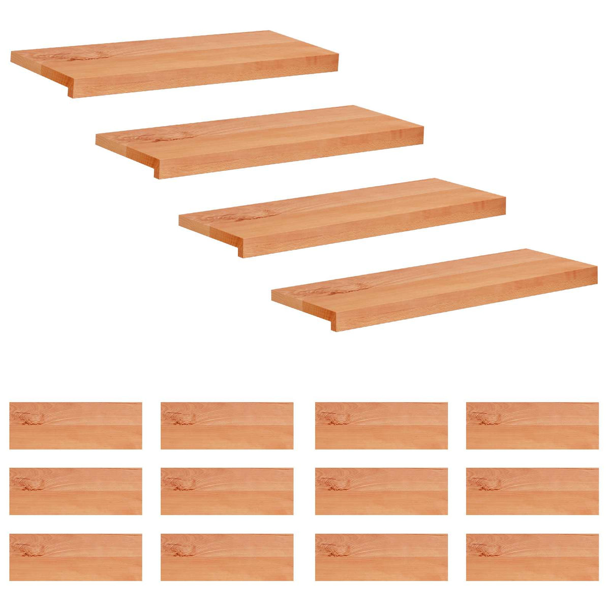 Trapmatten 16 st Lak 80 x 25 x 2 cm Massief beukenhout is nu te koop bij PeponiXL, paradijselijk wonen!