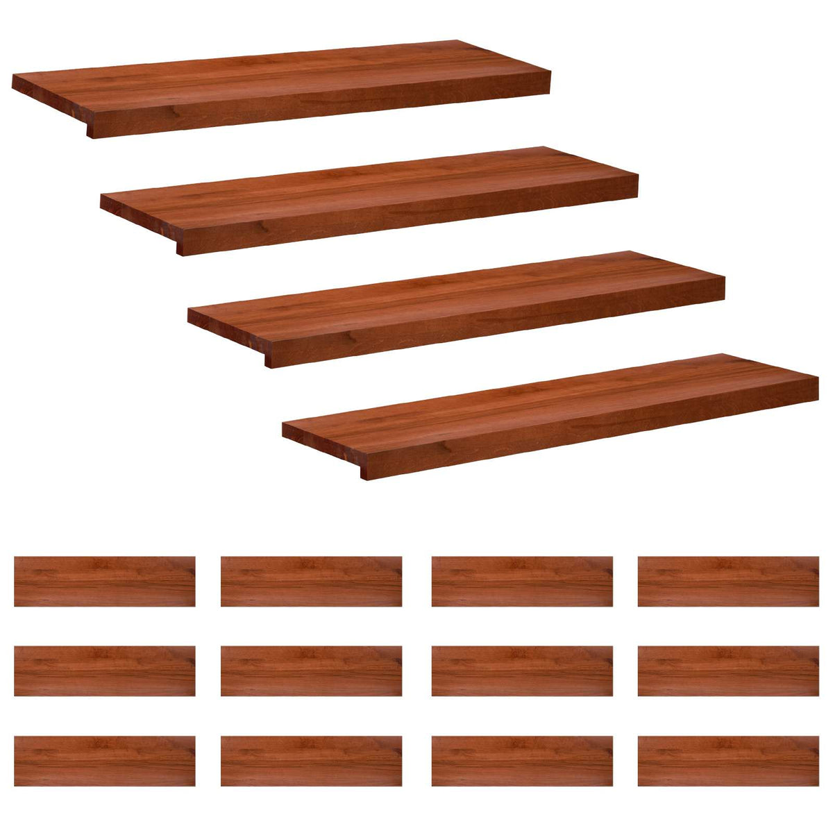 vidaXL Traplopers 16 st 90 x 25 x 2 cm Bruin Massief beukenhout