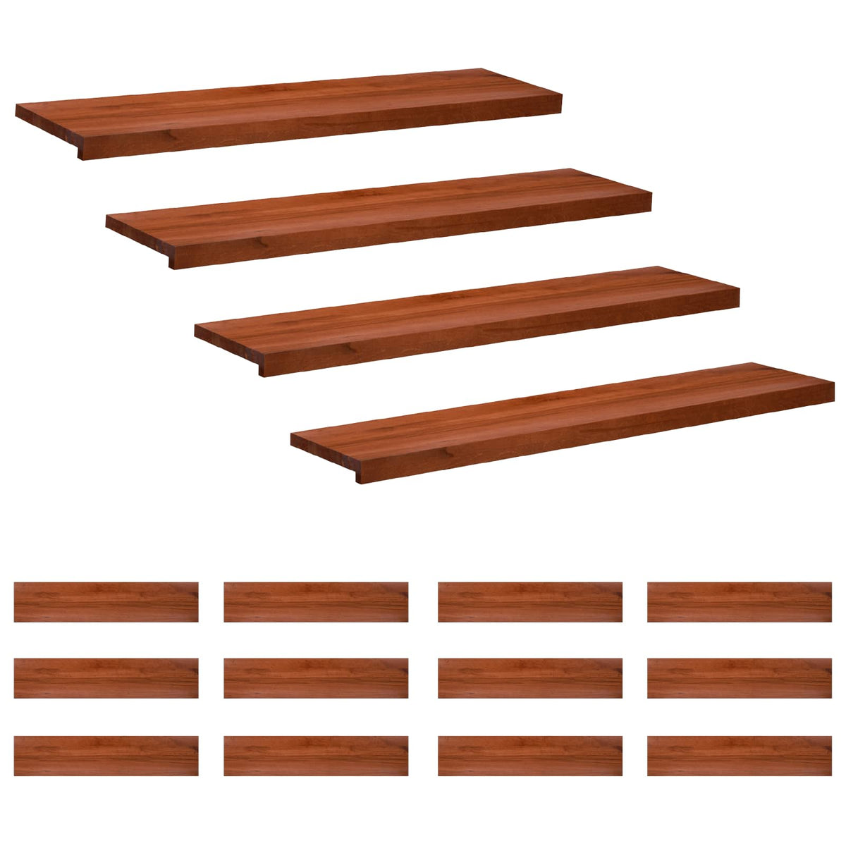 vidaXL Traplopers 16 st 120 x 25 x 2 cm Bruin Massief beukenhout
