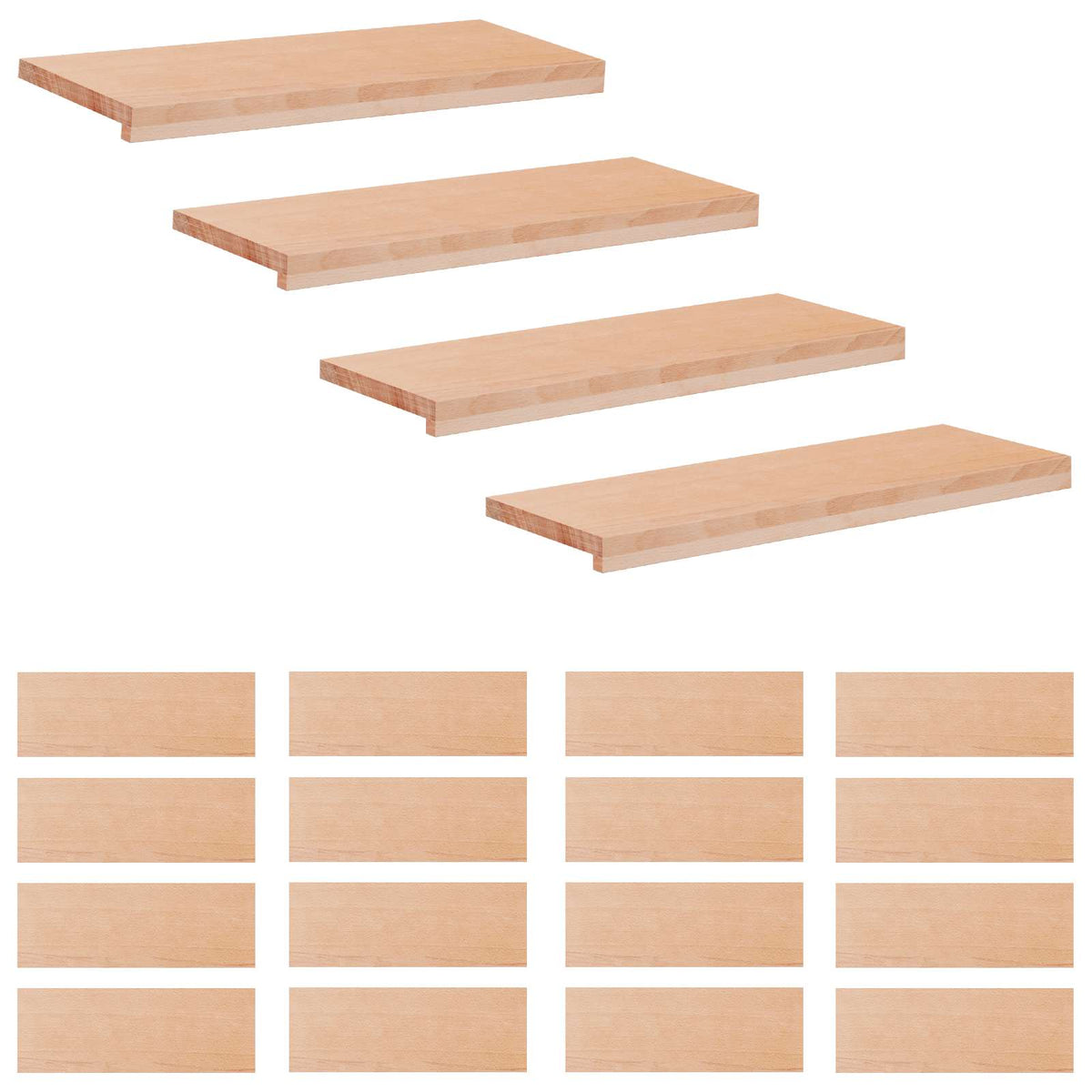 vidaXL Trapmatten 20 st Naturel 70 x 30 x 2 cm Massief beukenhout
