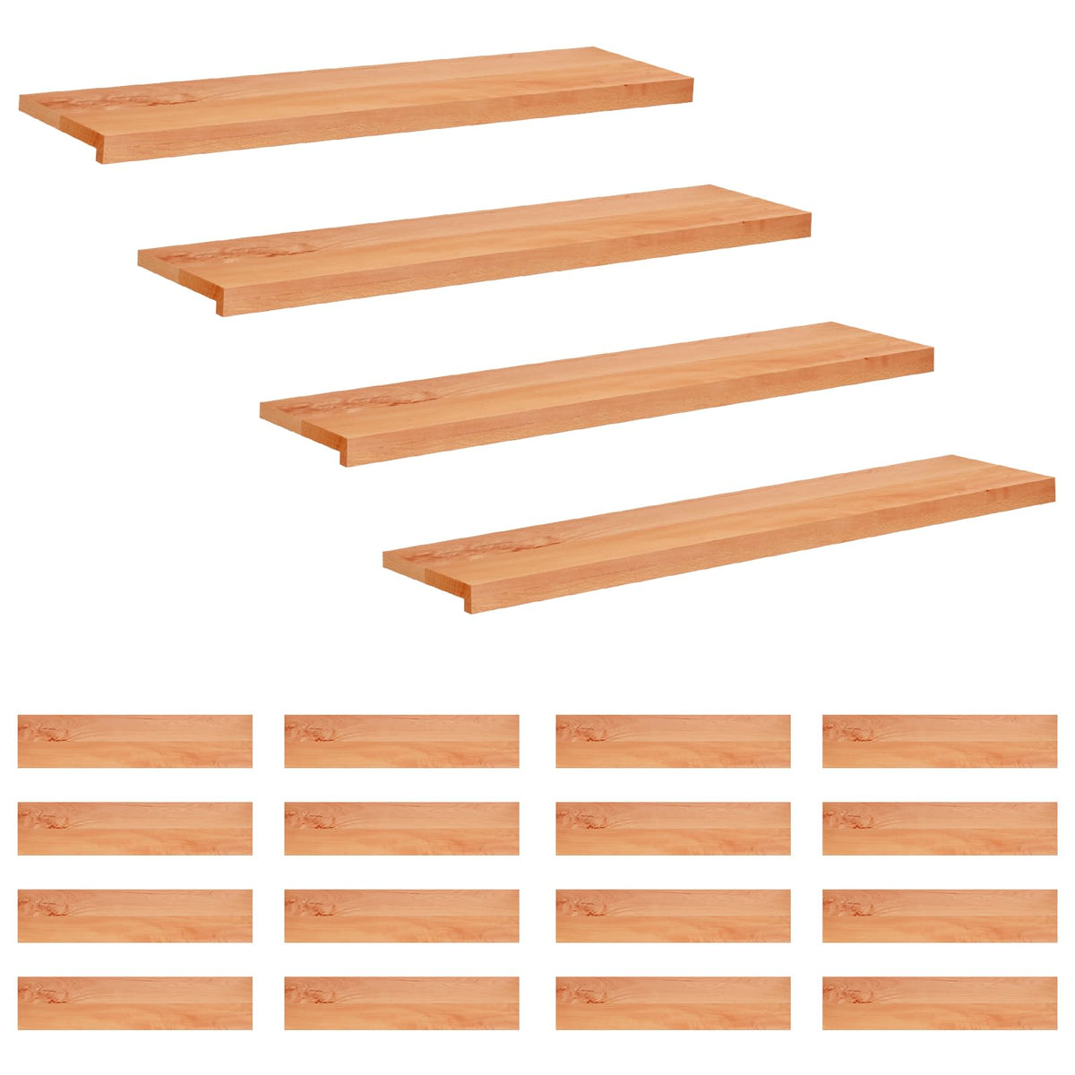 vidaXL Trapmatten 20 st Lak 120 x 25 x 2 cm Massief beukenhout