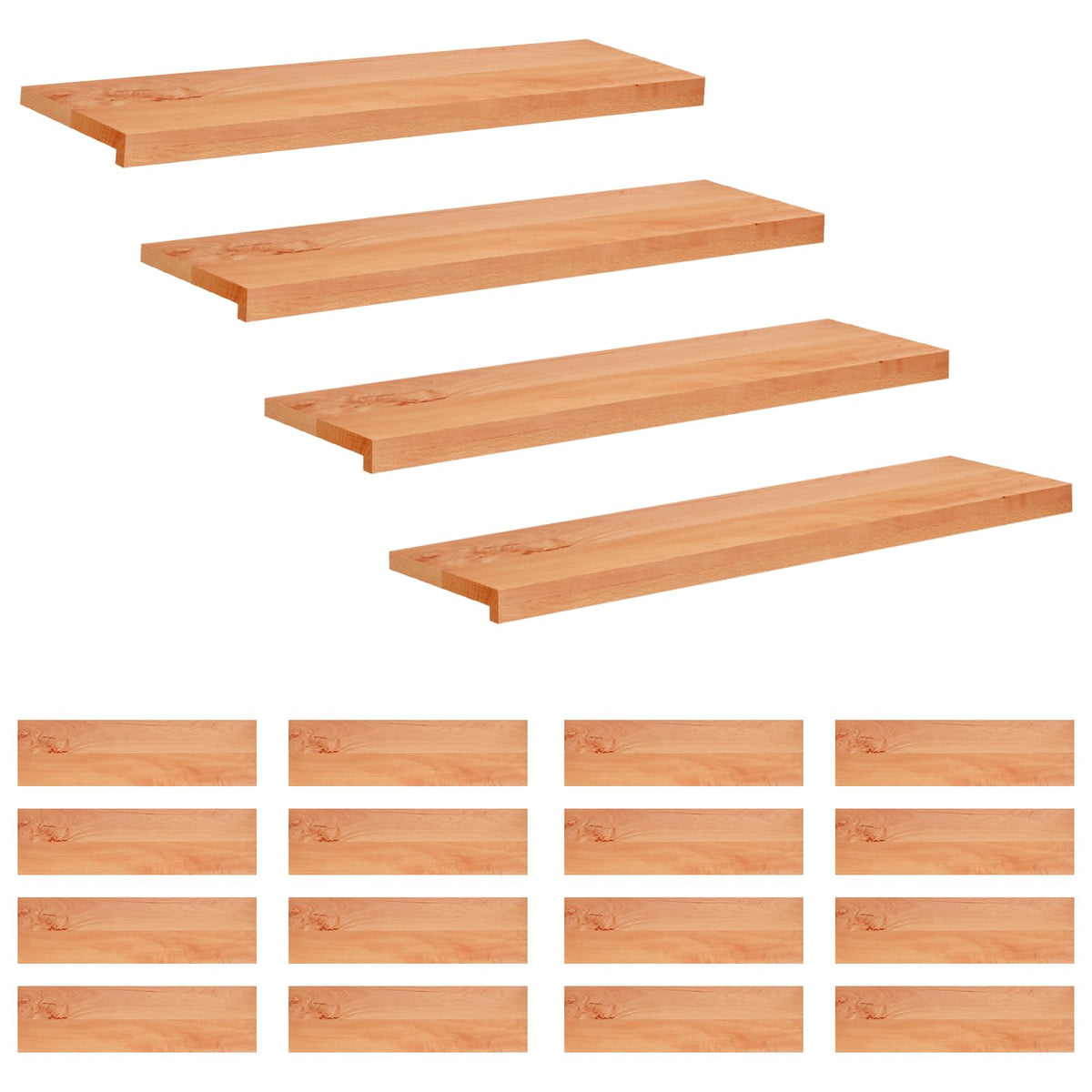 vidaXL Trapmatten 20 st Lak 90 x 30 x 2 cm Massief beukenhout