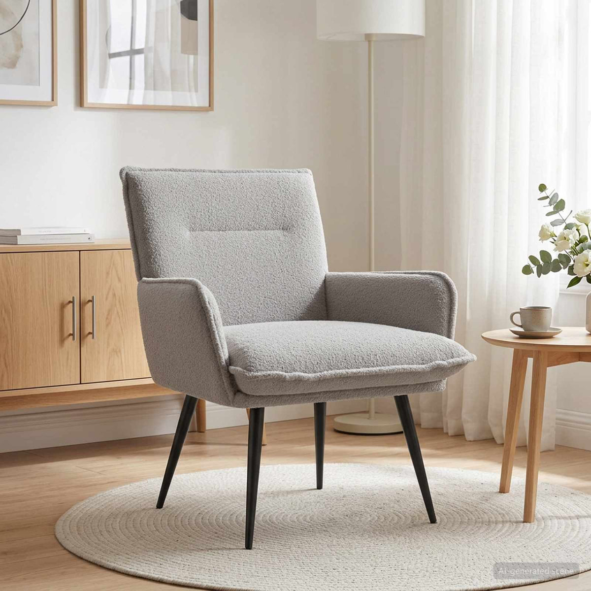 Fauteuil Lichtgrijs Bouclé is nu te koop bij PeponiXL, paradijselijk wonen!