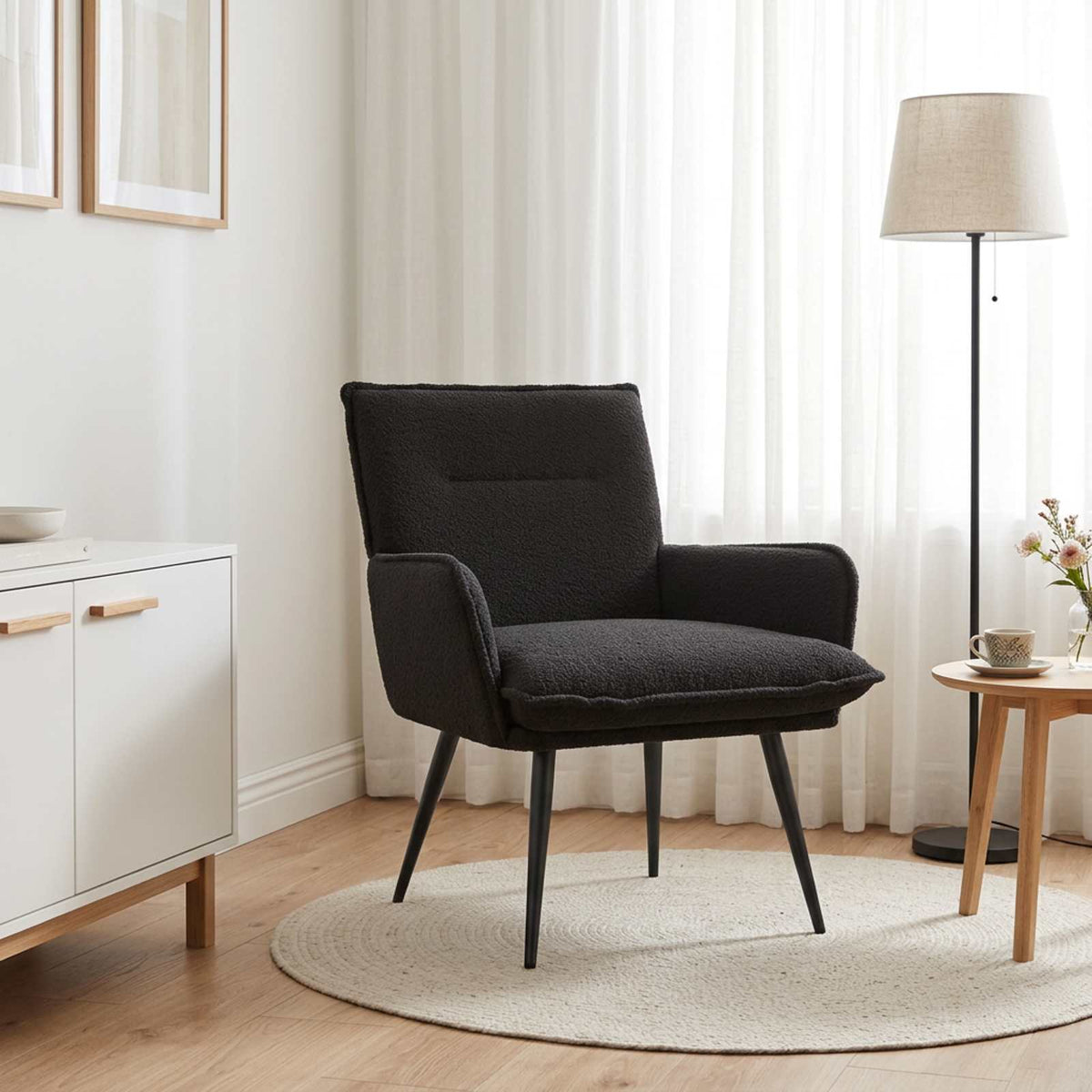 Fauteuil Zwart Bouclé is nu te koop bij PeponiXL, paradijselijk wonen!