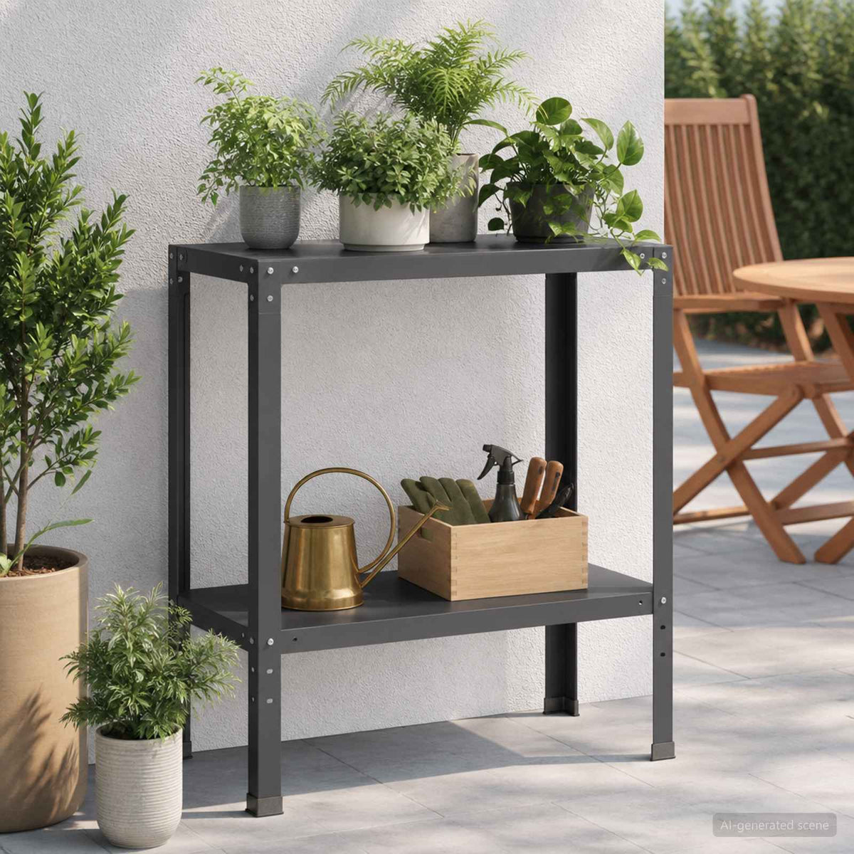 Planttafel 100 x 40 x 80 cm Gepoedercoat staal Zwart is nu te koop bij PeponiXL, paradijselijk wonen!