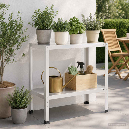 Planttafel 100 x 40 x 80 cm Gepoedercoat staal Wit is nu te koop bij PeponiXL, paradijselijk wonen!