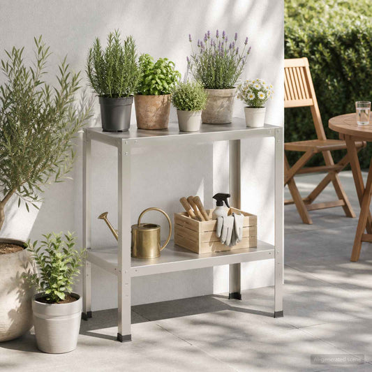 Planttafel 100 x 40 x 80 cm Roestvrij staal zilver is nu te koop bij PeponiXL, paradijselijk wonen!