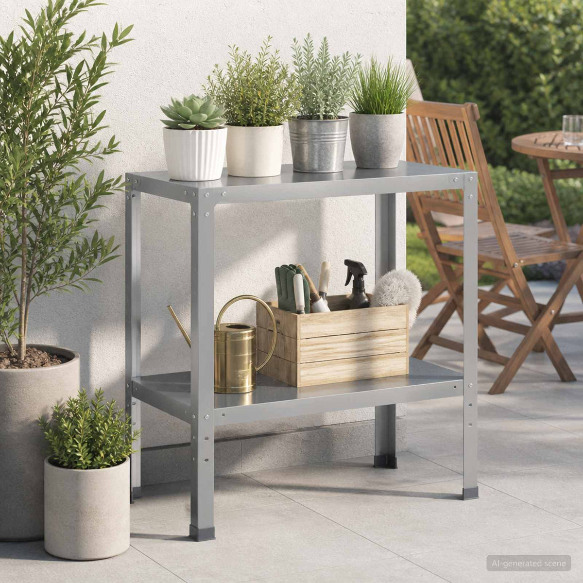 Planttafel 100 x 40 x 80 cm Gegalvaniseerd staal zilver is nu te koop bij PeponiXL, paradijselijk wonen!