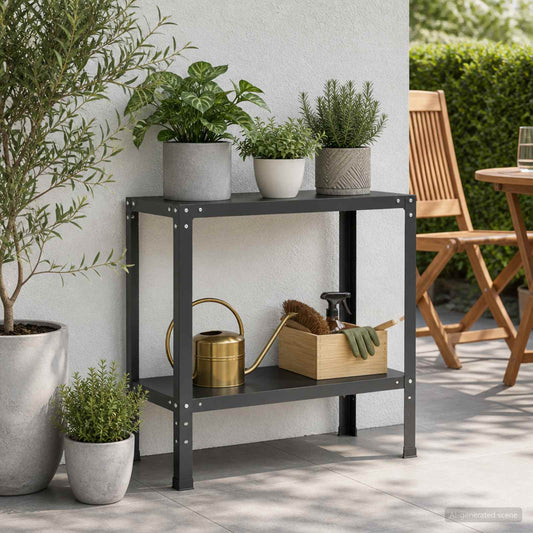 Planttafel 80 x 40 x 80 cm Gepoedercoat staal Zwart is nu te koop bij PeponiXL, paradijselijk wonen!