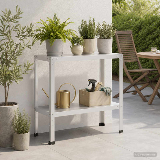 Planttafel 80 x 40 x 80 cm Gepoedercoat staal Wit is nu te koop bij PeponiXL, paradijselijk wonen!