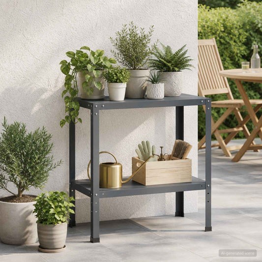 Planttafel 80 x 40 x 80 cm Gepoedercoat staal Antraciet is nu te koop bij PeponiXL, paradijselijk wonen!