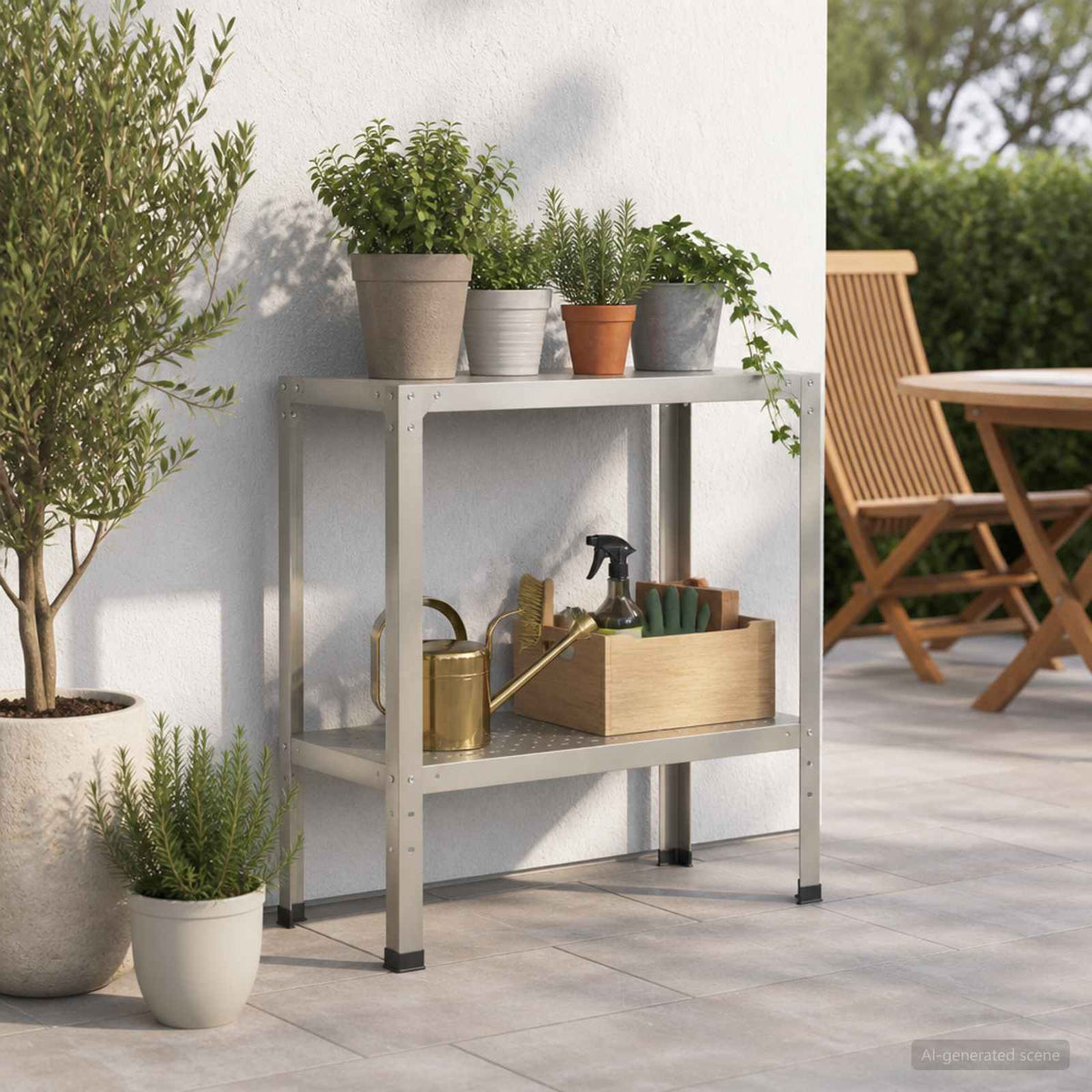 Planttafel 80 x 40 x 80 cm Roestvrij staal zilver is nu te koop bij PeponiXL, paradijselijk wonen!