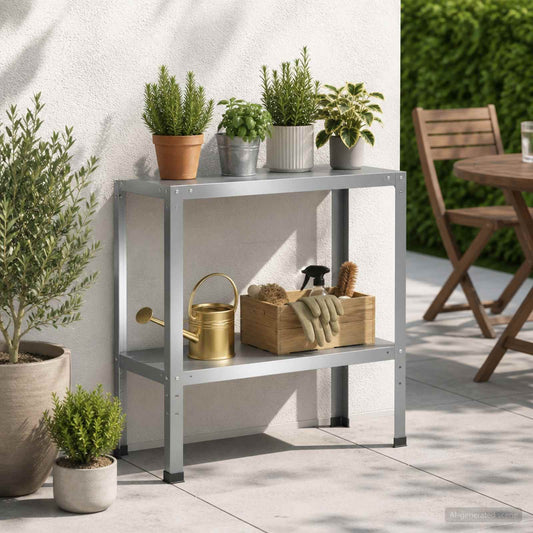 Planttafel 80 x 40 x 80 cm Gegalvaniseerd staal zilver is nu te koop bij PeponiXL, paradijselijk wonen!