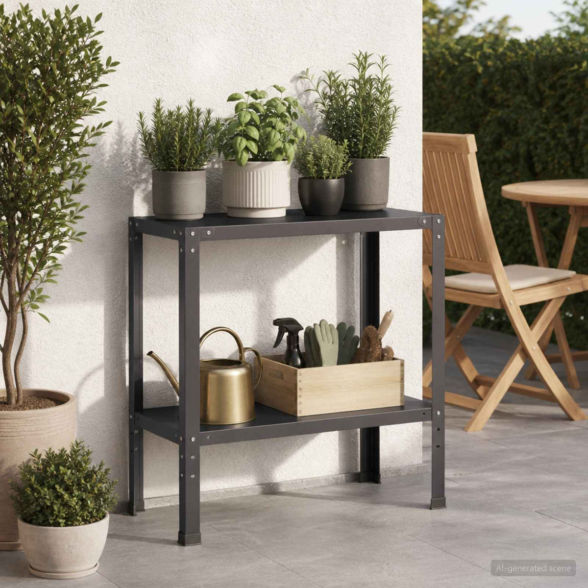 Planttafel 60 x 40 x 80 cm Gepoedercoat staal Zwart is nu te koop bij PeponiXL, paradijselijk wonen!