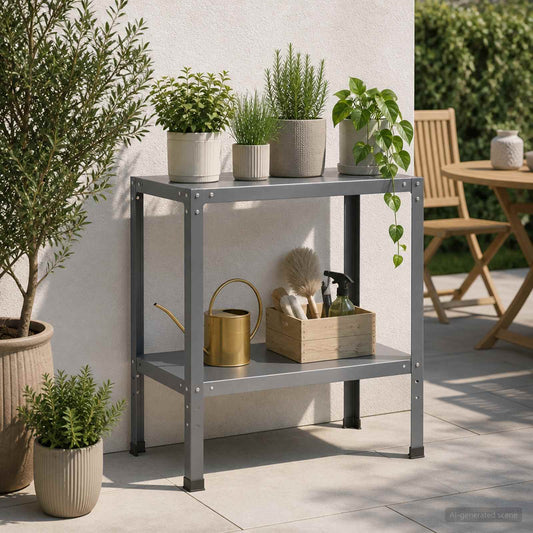 Planttafel 60 x 40 x 80 cm Gepoedercoat staal Antraciet is nu te koop bij PeponiXL, paradijselijk wonen!