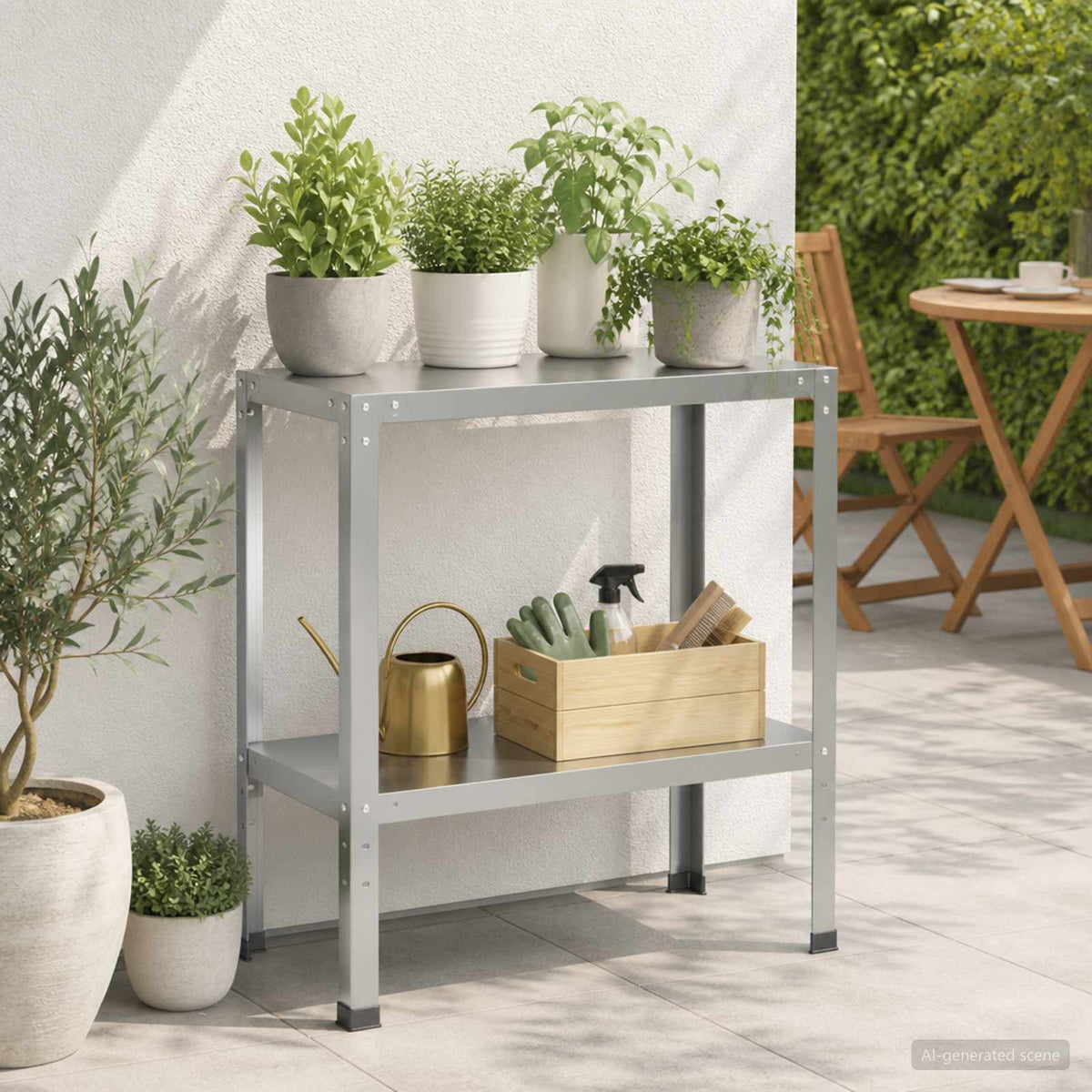 Planttafel 60 x 40 x 80 cm Gegalvaniseerd staal zilver is nu te koop bij PeponiXL, paradijselijk wonen!