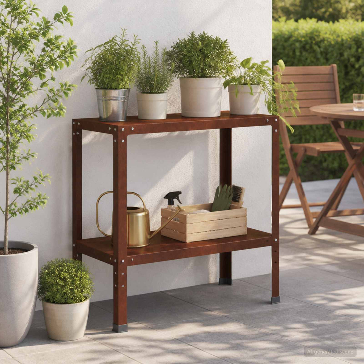 Planttafel 60 x 40 x 80 cm weervast staal Roestkleurig is nu te koop bij PeponiXL, paradijselijk wonen!