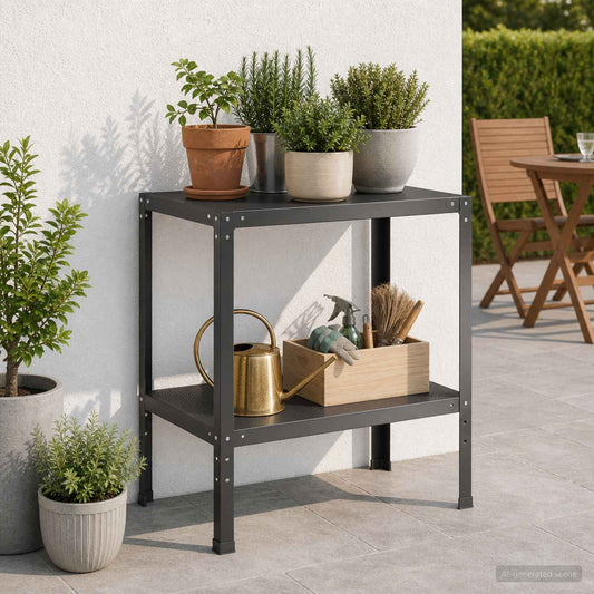 Planttafel 100 x 50 x 80 cm Gepoedercoat staal Zwart is nu te koop bij PeponiXL, paradijselijk wonen!