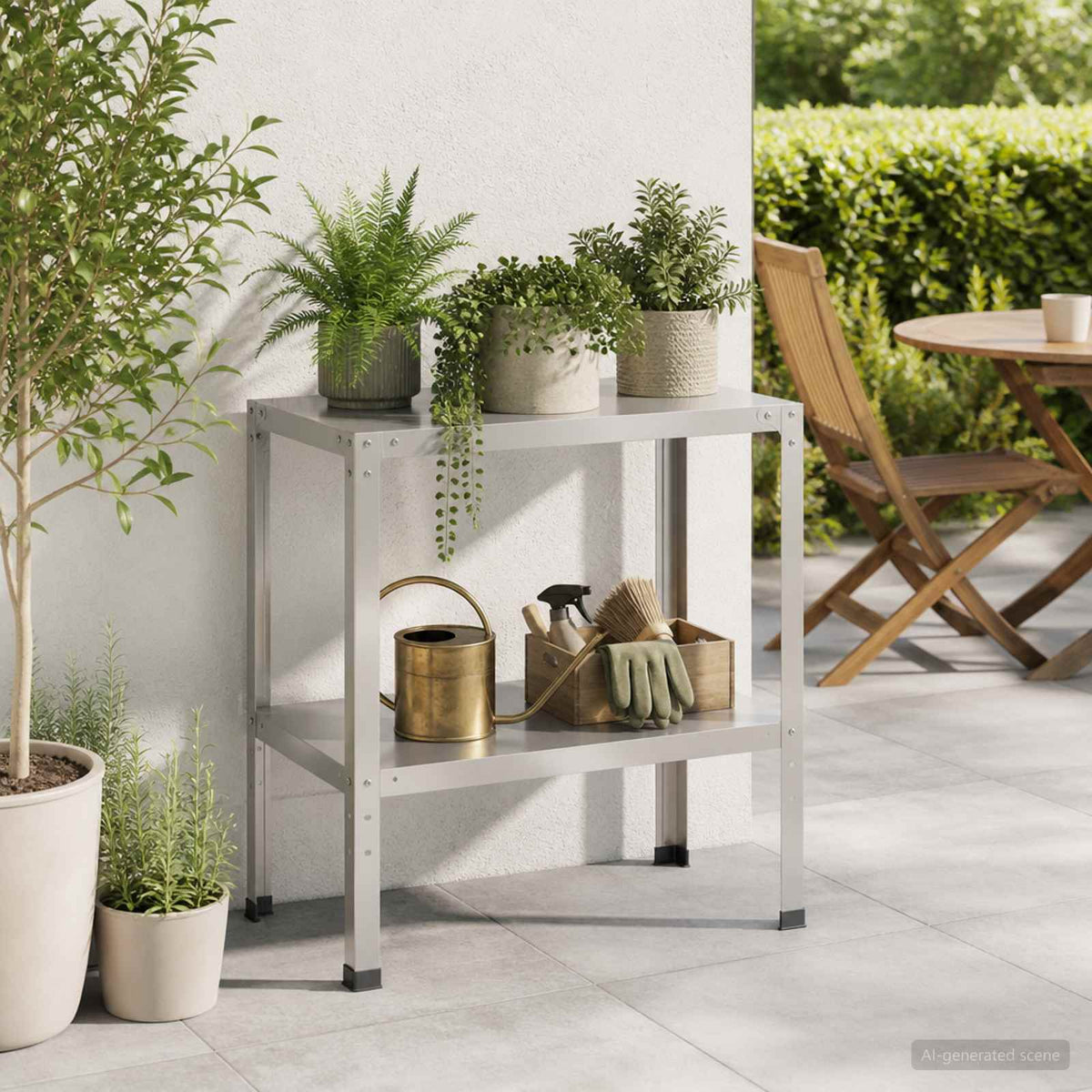 Planttafel 100 x 50 x 80 cm Roestvrij staal zilver is nu te koop bij PeponiXL, paradijselijk wonen!