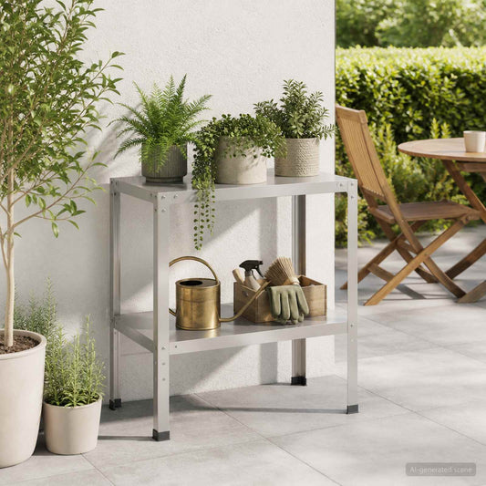 Planttafel 100 x 50 x 80 cm Roestvrij staal zilver is nu te koop bij PeponiXL, paradijselijk wonen!