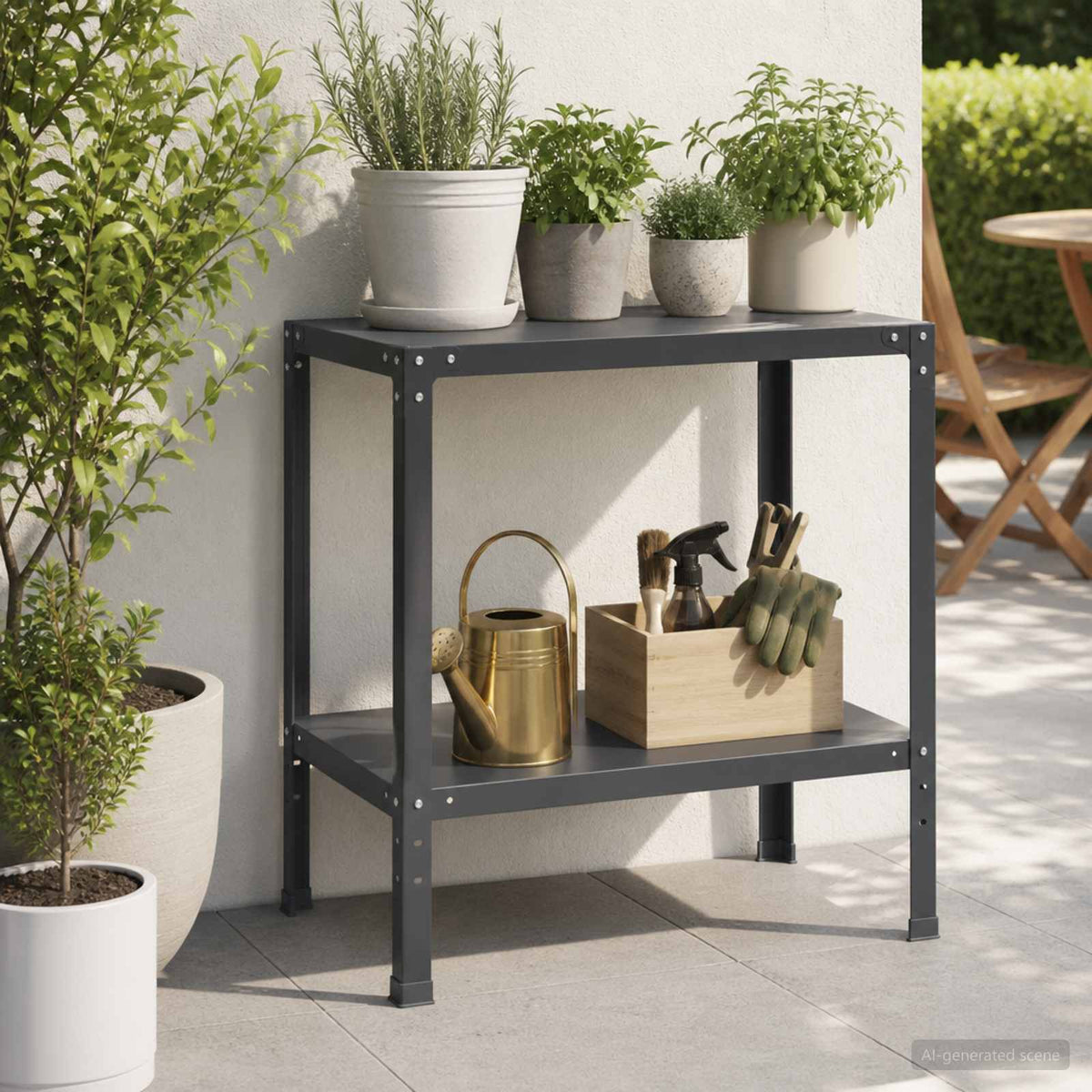 Planttafel 80 x 50 x 80 cm Gepoedercoat staal Zwart is nu te koop bij PeponiXL, paradijselijk wonen!