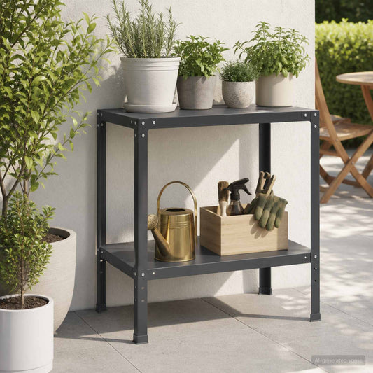Planttafel 80 x 50 x 80 cm Gepoedercoat staal Zwart is nu te koop bij PeponiXL, paradijselijk wonen!