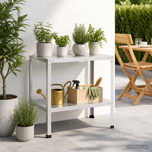Planttafel 80 x 50 x 80 cm Gepoedercoat staal Wit is nu te koop bij PeponiXL, paradijselijk wonen!