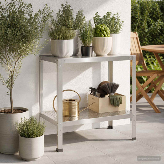 Planttafel 80 x 50 x 80 cm Roestvrij staal zilver is nu te koop bij PeponiXL, paradijselijk wonen!
