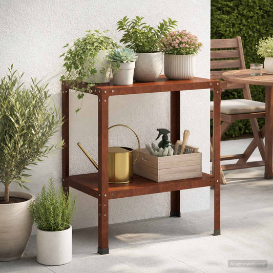 Planttafel 80 x 50 x 80 cm weervast staal Roestkleurig is nu te koop bij PeponiXL, paradijselijk wonen!
