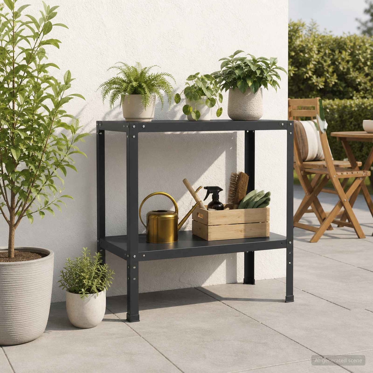 Planttafel 60 x 50 x 80 cm Gepoedercoat staal Zwart is nu te koop bij PeponiXL, paradijselijk wonen!