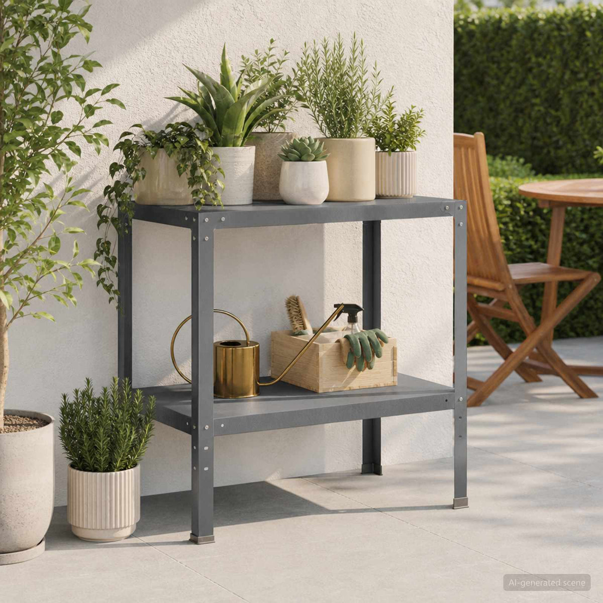 Planttafel 60 x 50 x 80 cm Gepoedercoat staal Antraciet is nu te koop bij PeponiXL, paradijselijk wonen!