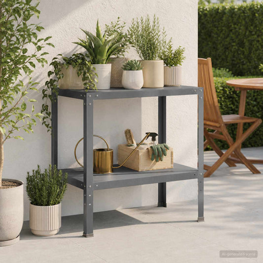 Planttafel 60 x 50 x 80 cm Gepoedercoat staal Antraciet is nu te koop bij PeponiXL, paradijselijk wonen!
