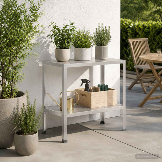 Planttafel 60 x 50 x 80 cm Roestvrij staal zilver is nu te koop bij PeponiXL, paradijselijk wonen!