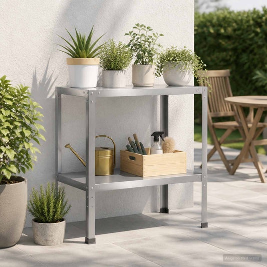 Planttafel 60 x 50 x 80 cm Gegalvaniseerd staal zilver is nu te koop bij PeponiXL, paradijselijk wonen!